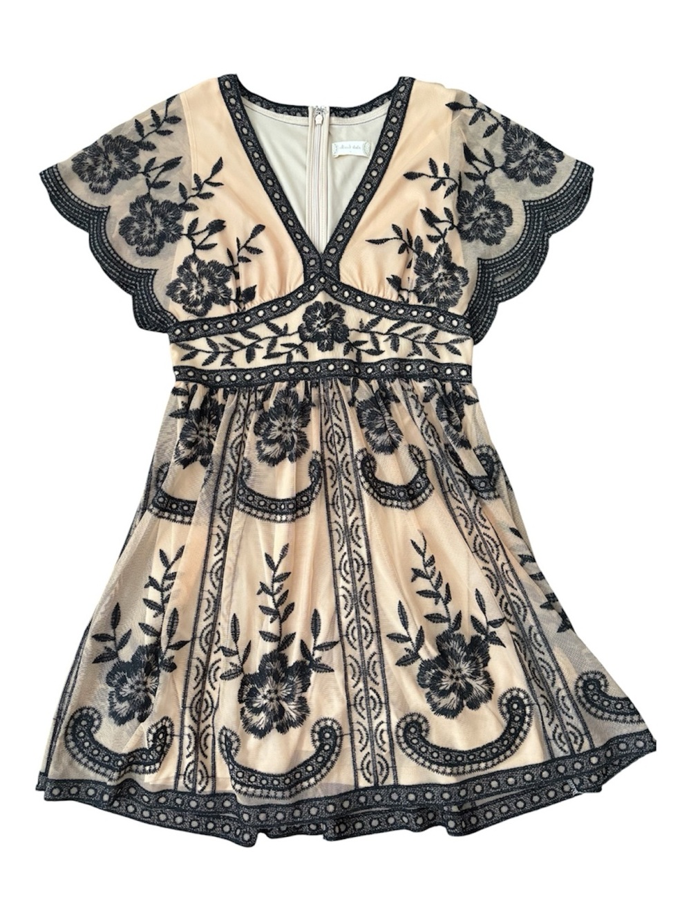 Altar’d State Embroidered Mesh Floral Mini Dress Size Large